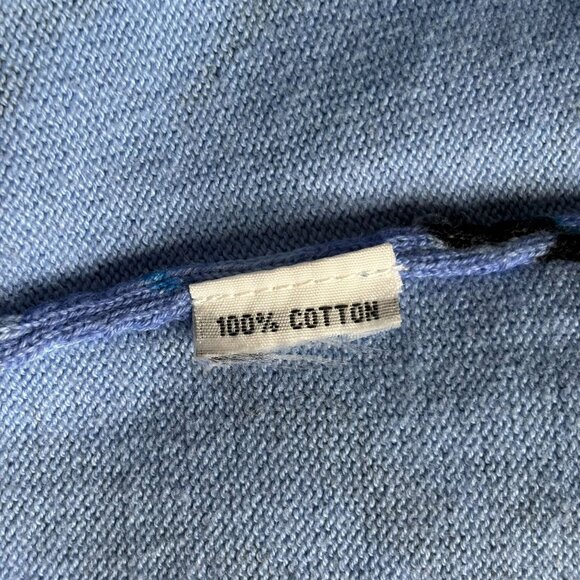 Bob Mackie Wearable Art V-Neck Cardigan Sweater XS Blue Black Cotton Abstract - Picture 7 of 7